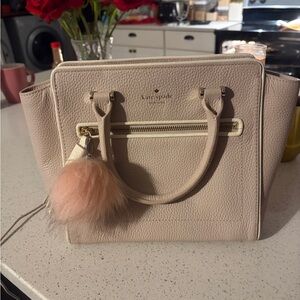 Kate Spade Blush Satchel with Pom Charm